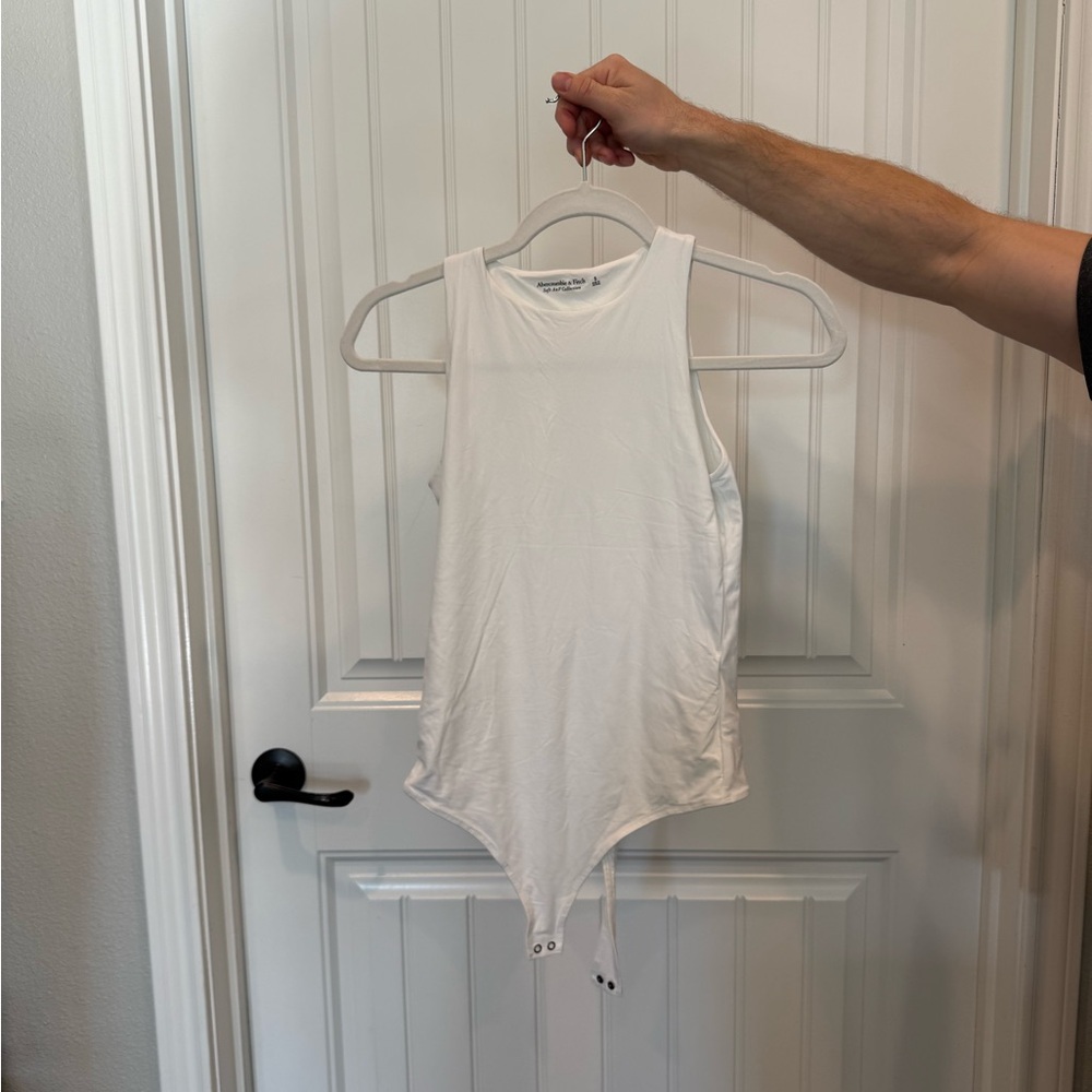 Abercrombie soft matte seamless high neck bodysuit in white